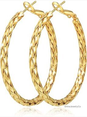 925 Sterling Silver Hoop Earrings, Lightweight Twisted Hoop Earrings for Women,